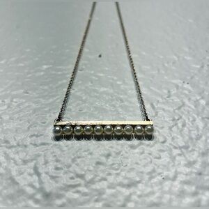 Elegant Gold Toned Bar & Bead Necklace